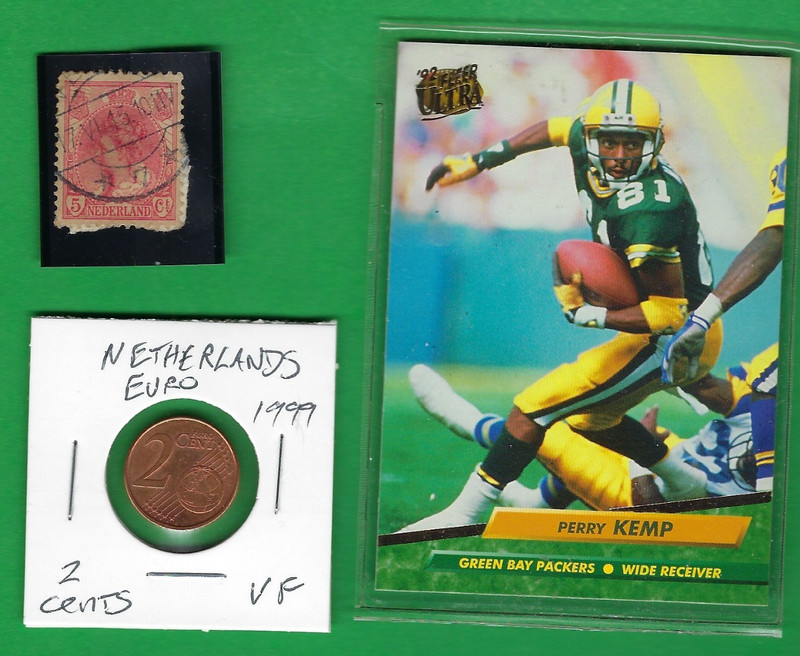 NETHERLANDS EURO 2 CENTS 1999 COIN (FINE) & STAMP ~ LOT #70 (*-*) + SPORTS CARD