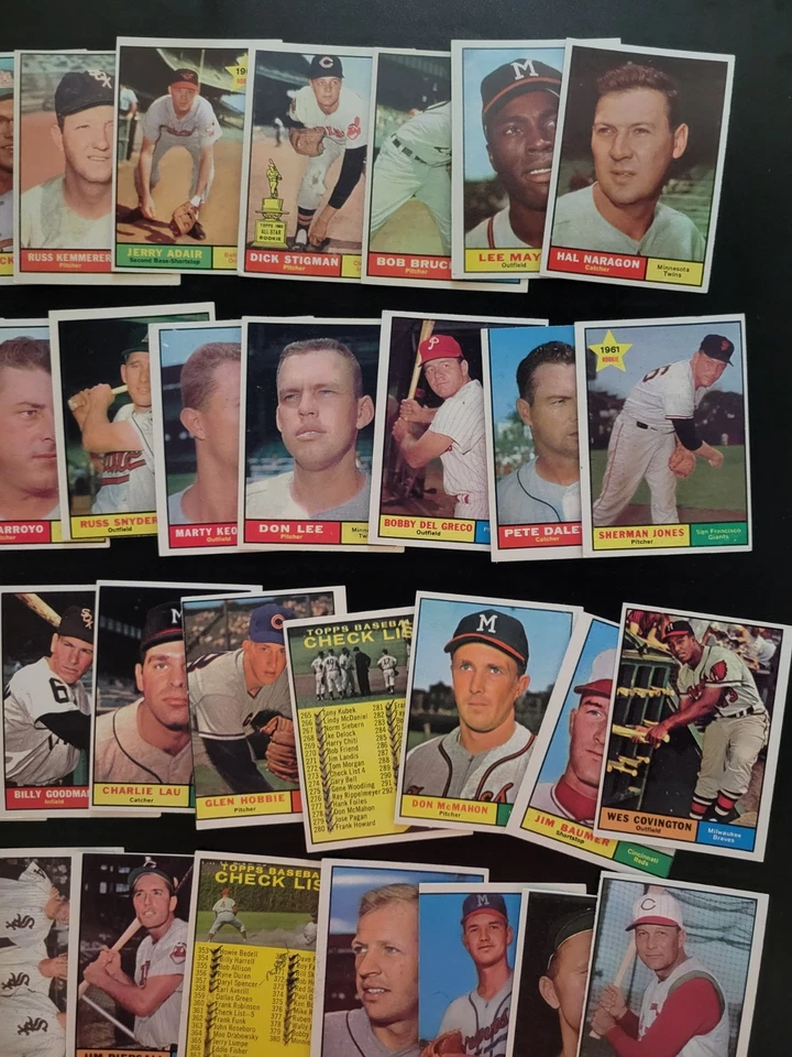 1961 Cartões de Beisebol Topps - 61 Cartões Vintage - Com Jim Perry e Hal Naragon - Imagem 3 de 4