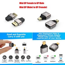 8K Mini DisplayPort to DisplayPort Adapter Female Display port to Male mini DP