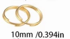 25pcs 10mm/.39 Gold Plated Iron Double Jump Rings/Key Rings For Jewelry Making