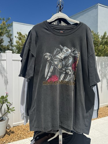 Vintage 1995 Harley Davidson Hanes Beefy Shirt Chrome Classic USA Made Fader XL