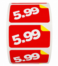  5.99 Pricing Stickers Red/Yellow 1.5" x 1" Retail Price Labels 1000 Count