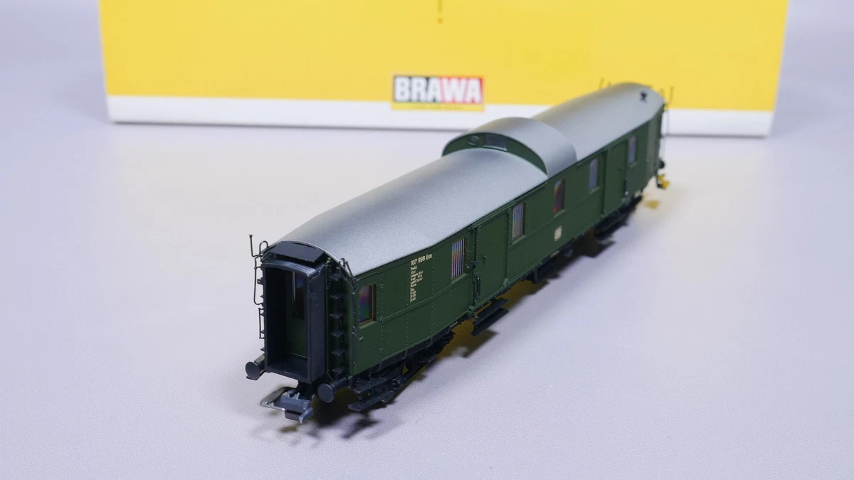H0 DC Brawa 45402 Gepäckwagen Pw4ü 107 998 Esn Eisene Bauart DB OVP #ST_734
