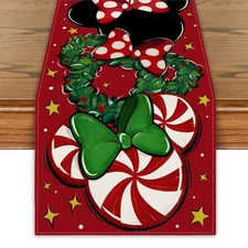 Christmas Table Runner Christmas Cartoon Mouse Table Cover New Year Winter Xm
