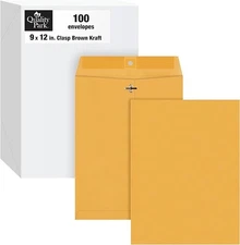 100 Pcs CLASP ENVELOPES 9x12 28lb Kraft Shipping Mailing Gummed Business Manila