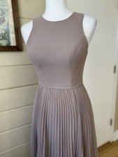 AZAZIE Lindie Chiffon Dress C Formal Frost Brown Bridesmaid Pleated Skirt $129