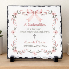 Godmother Gift Personalized Baptism Slate Plaque Baby Girl Thank You
