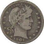 1904 Barber Silver Quarter F Fine 25c Coin SKU:I24589