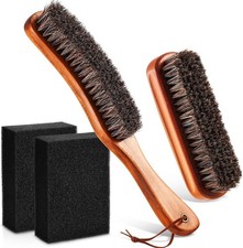 4 Pcs Horsehair Felt Hat Brush Kit with Cleaning Sponge Cowboy Clean Brown