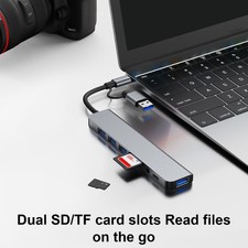 Aluminum USB C Hub with Multiple Interfaces for Laptop Tablet Phone Expansion