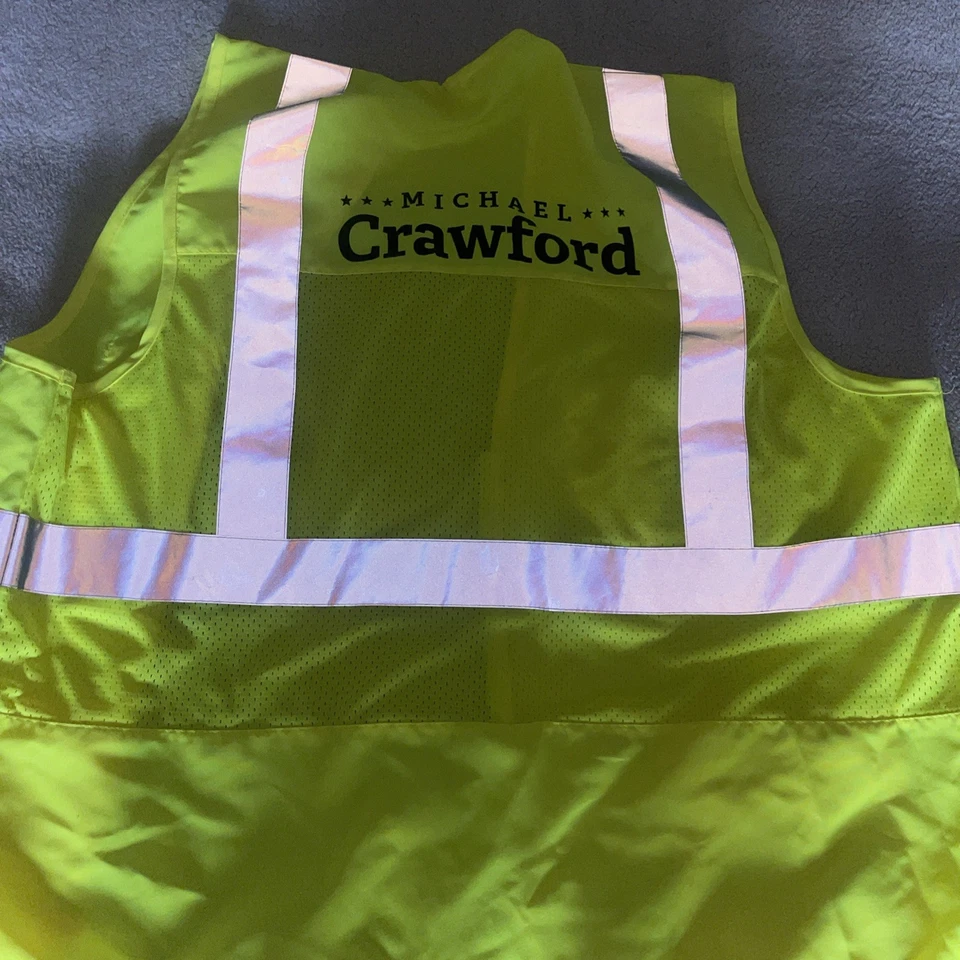 Cornerstone Port Authority Safety Vest Sz XL Yellow Reflective Stripes Zipper - Image 4 of 4