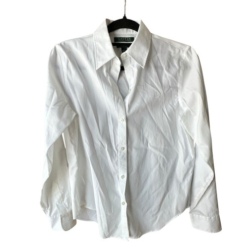 RALPH LAUREN x Damen Bluse knackig weiß bügelfrei Button Down Größe SMALL - Bild 1 von 6