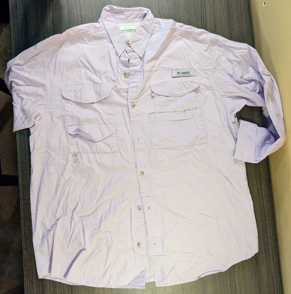 Camisa Columbia PFG Manga Larga Grande Lavanda Ventilada Pesca Exterior - Excelente Foto 3 de 4