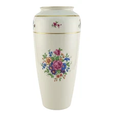 Lenox Vintage China Rose 10 1-/2" Tall Cylindrical Vase 490 J300 Blue Green Mark