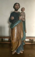 San Giuseppe col Bambino XIX Secolo Legno Policromo 34 cm