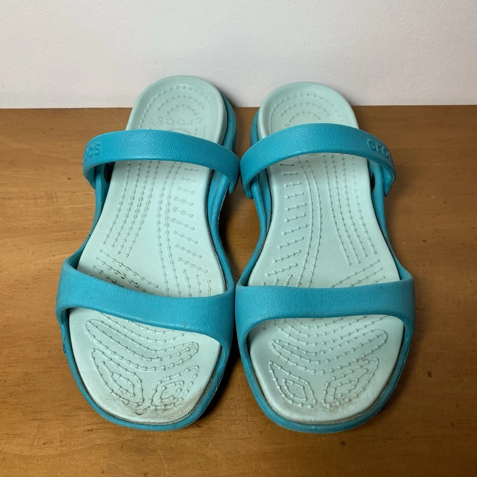 Crocs Cleo V Women’s Size 9 Shoes Blue Teal Slip On Comfort Comfortable Sandals - Image 2 of 4