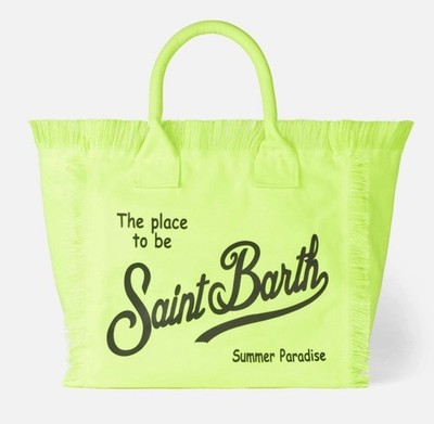 MC2 Saint Barth Vanity Tasche NEONGELB Logo schwarz groß ECHT