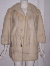 Jordan Marsh Vintage Blonde White Fur Coat Bakelite Silver Buttons Beautiful