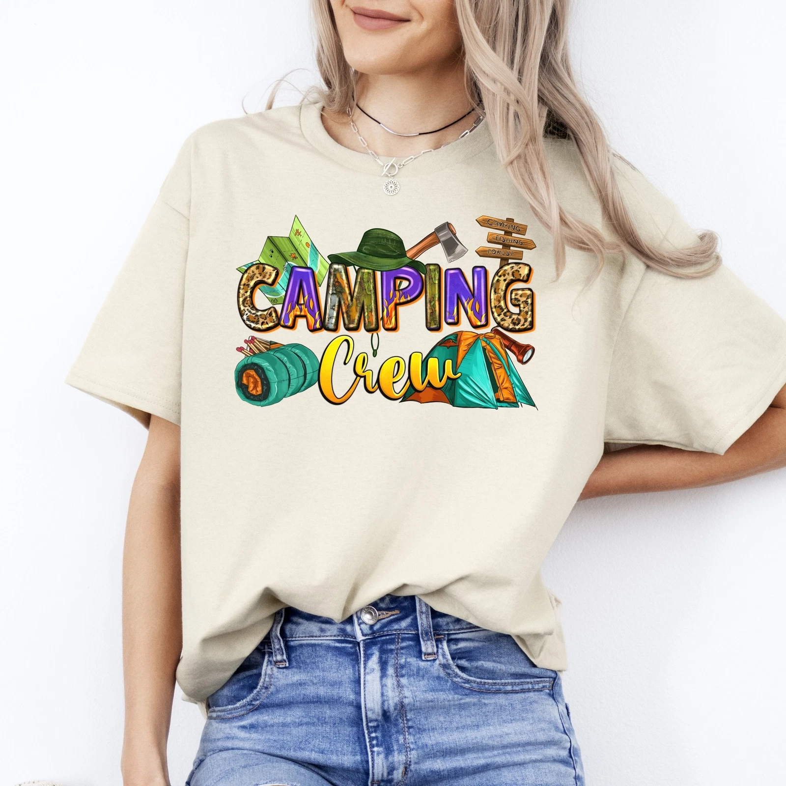 Camping crew T-Shirt Summer camp squad Unisex tee White Sand Sport Grey
Opens in a new window or tab