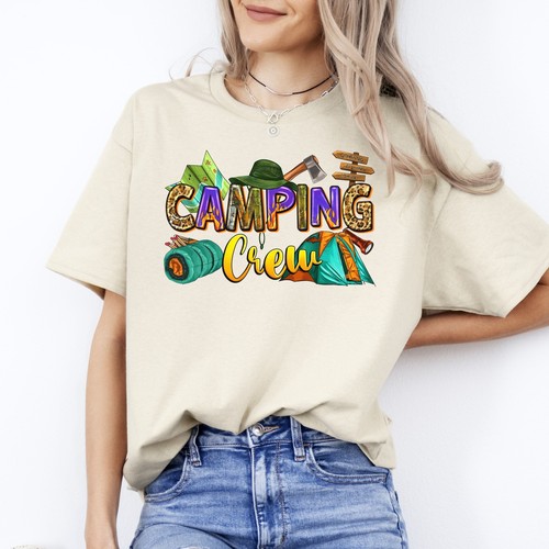 Camping crew T-Shirt Summer camp squad Unisex tee White Sand Sport Grey - Bild 1 von 10