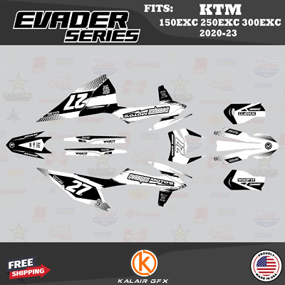Graphics Kit for KTM 150EXC, 250EXC, 300EXC 2020 2021 2022 2023 Evader - White