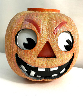 Vintage Illuminations Grinning Pumpkin Jack O Lantern Candle Holder Halloween