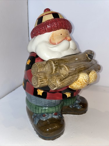 Sakura Debbie Mumm Woodland 12" Santa Cookie Jar Canister Hand Painted 1998 - Picture 8 of 12