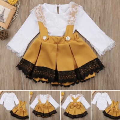 Mädchen Pinfore Kleid Kleinkind gelb/senf von 0-6 bis 18-24 BESCHREIBUNG LESEN