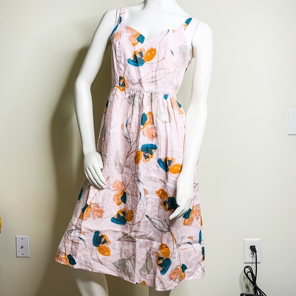 Rachel Zoe Floral blush color Linen Dress NWT SZ 8 | eBay