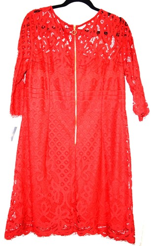 Elegant Women's Lace Dress JUST TAYLOR, Color Red, Size 14, 100% Polyester, NEW - Picture 2 of 6