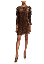Elie Tahari Women Dress Alex Metallic Velvet Puff Sleeve $448 Size XS 0-2