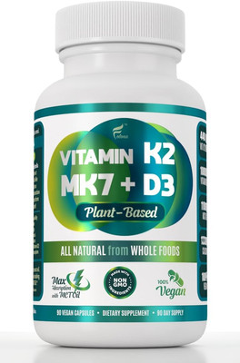 Vegan Vitamin K2+D3 | MCT Coconut Oil for Max Absorption | 90 Capsules