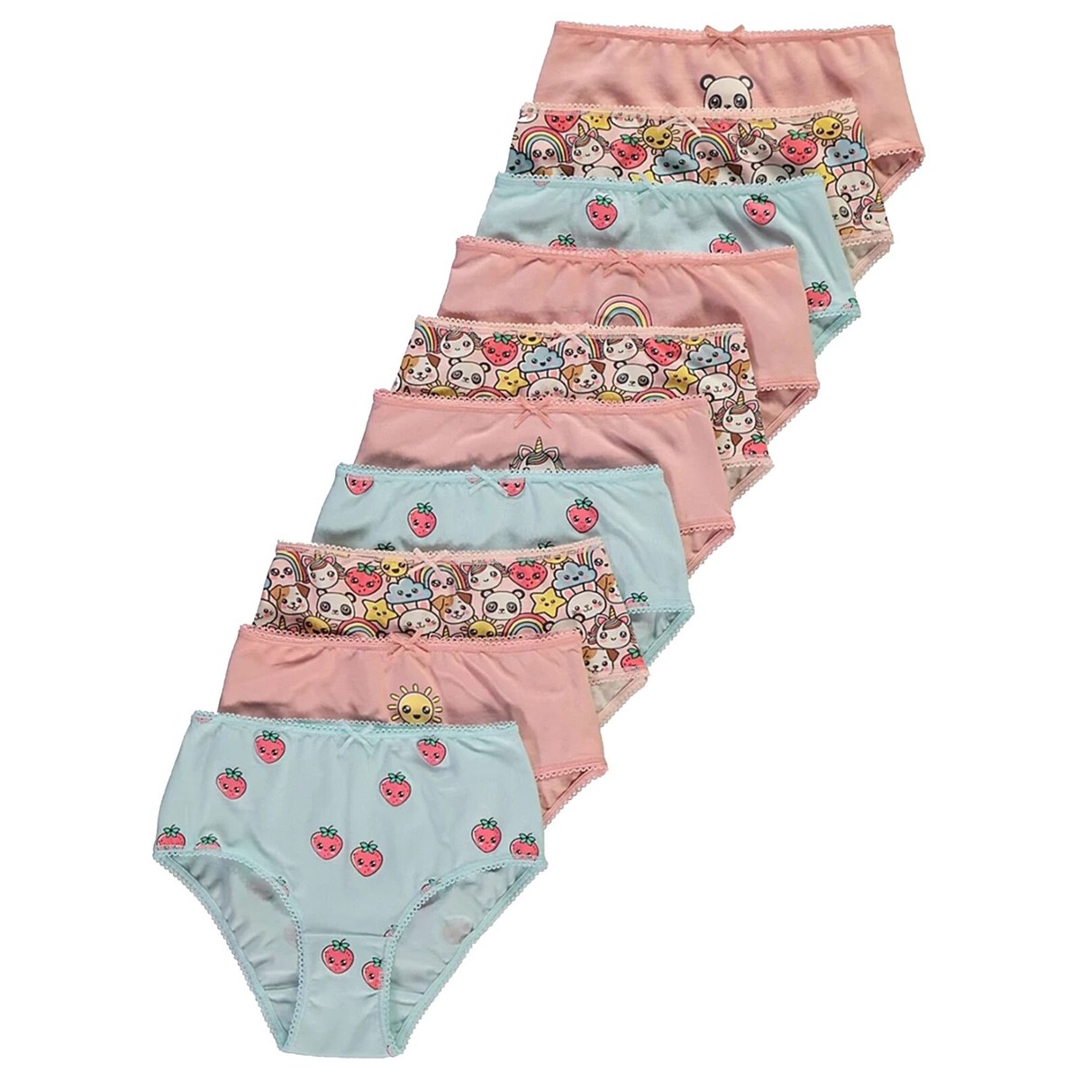 GIRLS 10 PACK BRIEFS KNICKERS UNDERWEAR 100% COTTON GEORGE 2 -16
