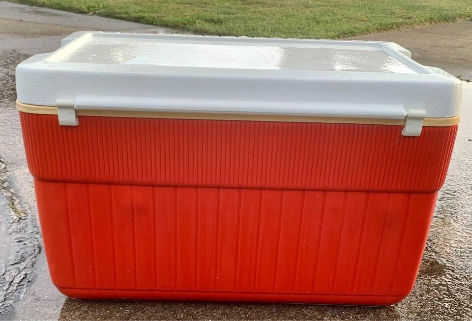 Vintage Orange and White Thermos Chest Cooler Model 7711 53 QT USA