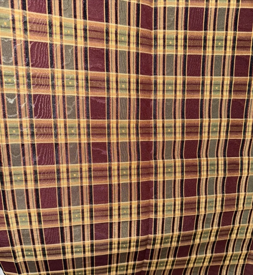 Brown Green Autumnal Plaid Decorator Fabric Remnant Unused Fabric 56" x 36" - Image 2 of 4