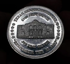 1836 - 1986 Lone Star State TEXAS ALAMO 1oz 999 Silver art bar round WOW!! C1642