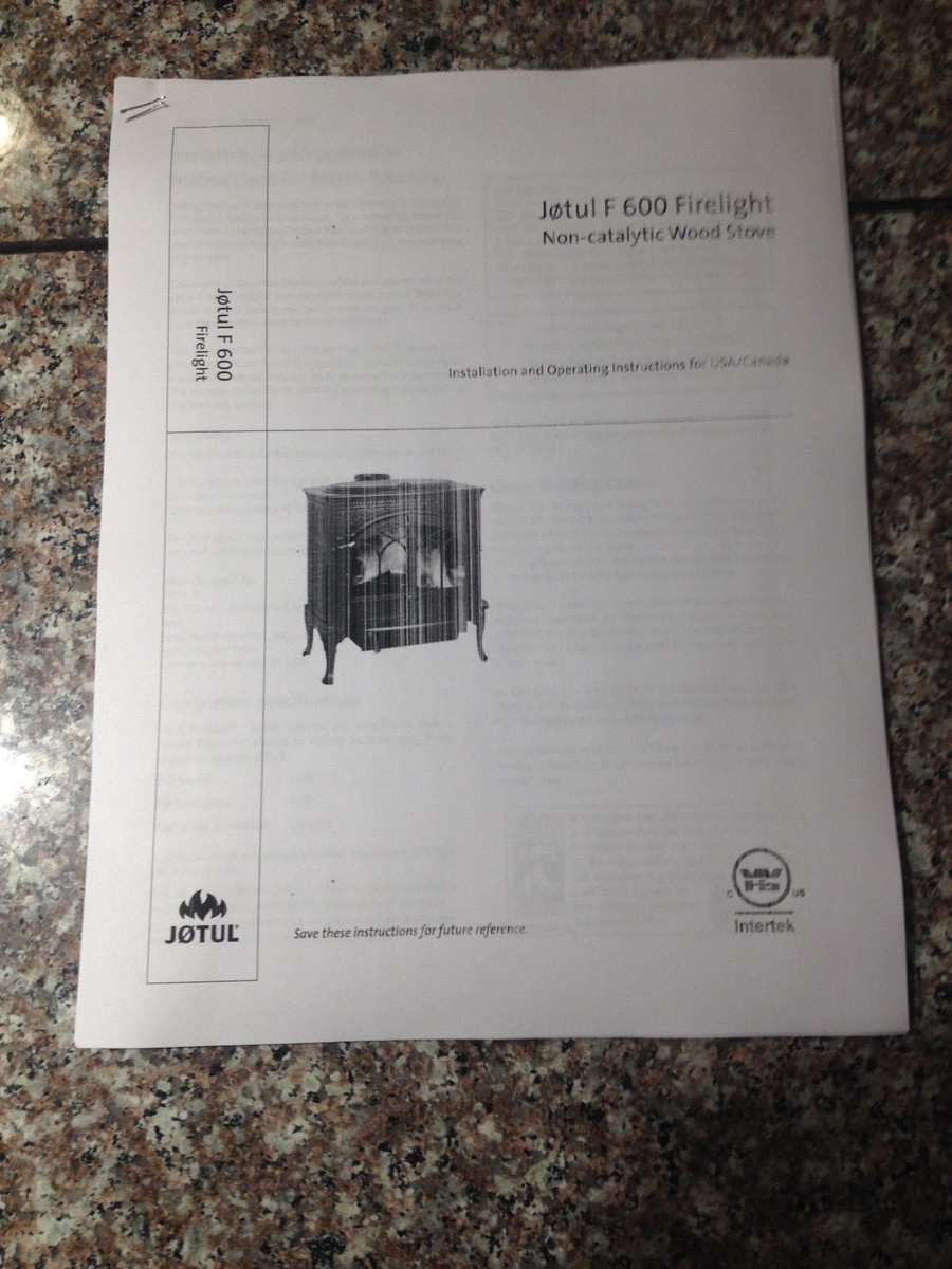 Jotul F 600 Firelight wood stove manual installion and operating | eBay