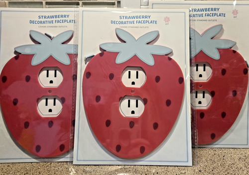 Decorative Outlet Faceplates-Strawberry Design- Set of 3