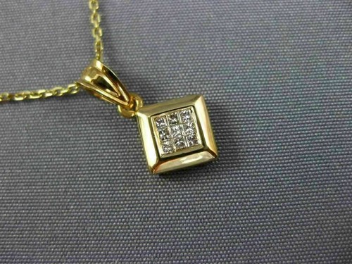 ESTATE .20CT PRINCESS DIAMOND 14KT YELLOW GOLD 3D SQUARE INVISIBLE PENDANT 25930 - Picture 5 of 9