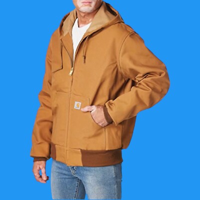 Carhartt Mens Sz 2XL Thermal Lined Duck Active Hooded Tan Work