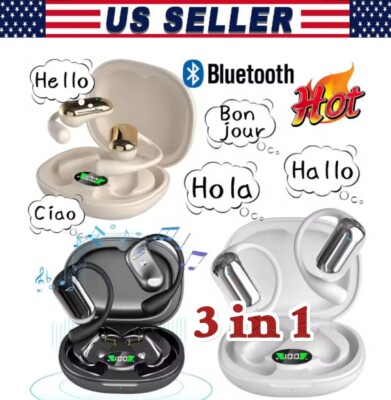 3In-1 Smart Voice Translation Earbuds 150+ Languages Real Time Translator US LOT
