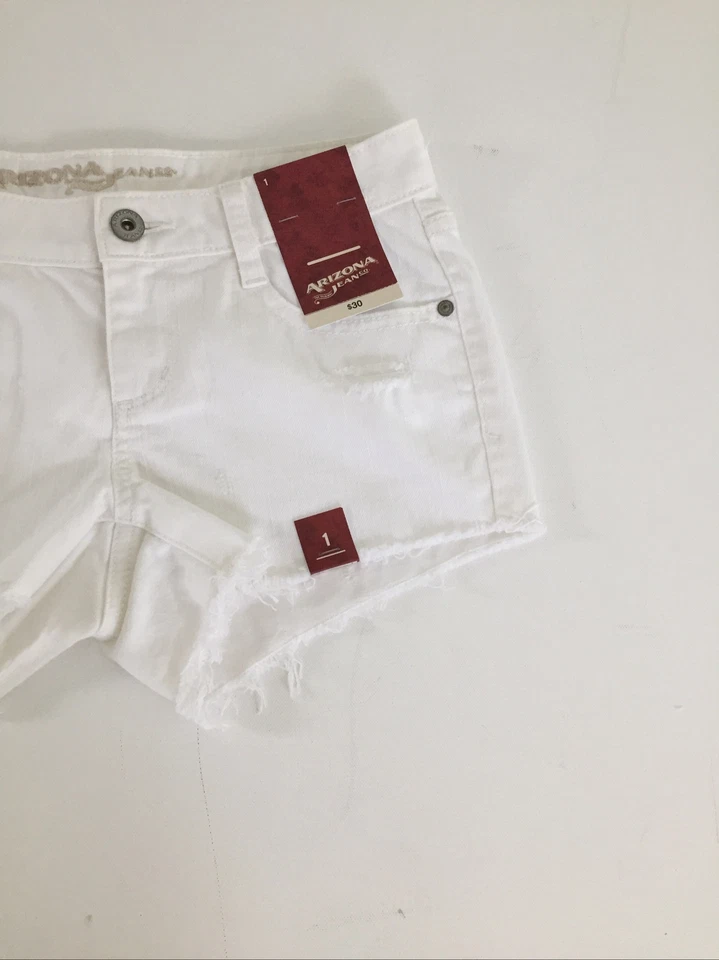 Pantalones cortos de jean Arizona Jean Co Junior para mujer talla 1 blancos cortes desgastados nuevos Foto 3 de 4