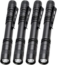 4 Pcs LED Penlight Flashlight Tactical Torch with Clip Portable Mini Penlight
