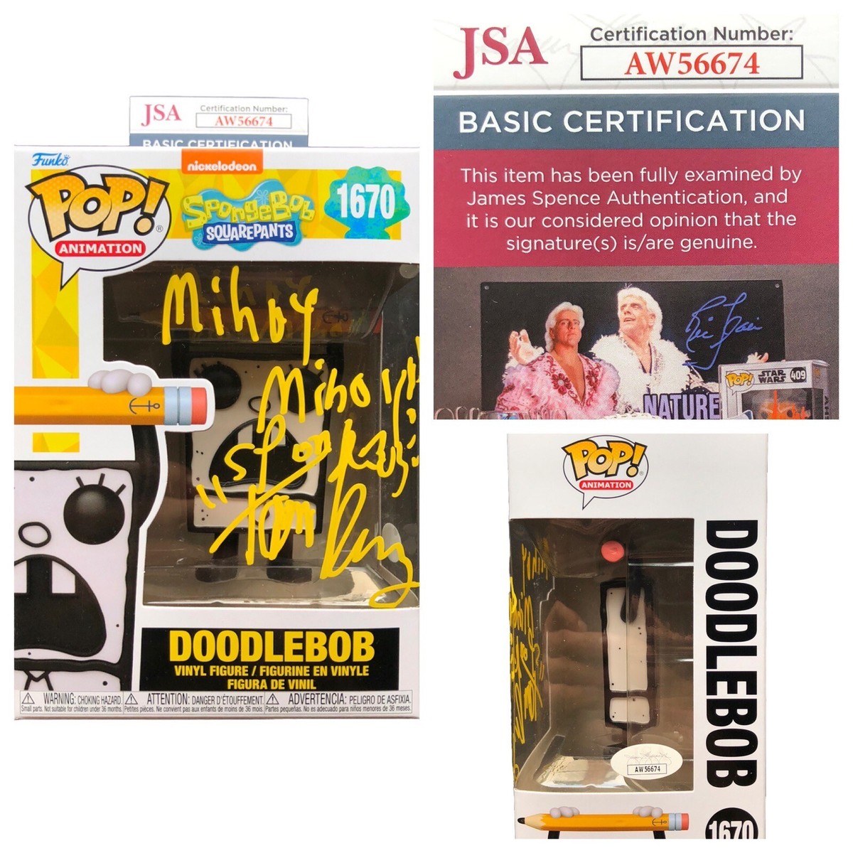 Tom Kenny Signed DoodleBob Funko #1670 SpongeBob SquarePants