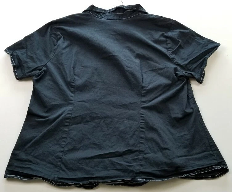 Carolina Colours Top女式20黑色短袖Popover纽扣口音衬衫 — 第 4/4 张图片