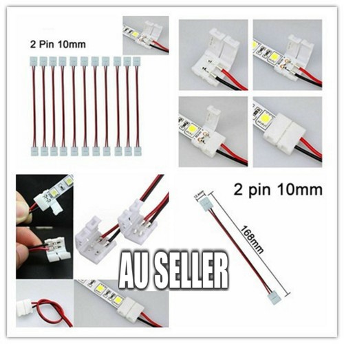 10 Connettori Per Strip LED SMD 5050/5630 &ndash; 2 Fili, 10mm, Per PCB Singolo Colore