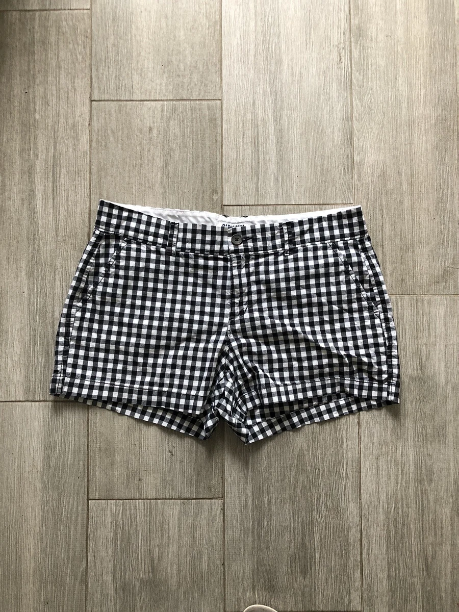 Old Navy Gingham Chino Shorts Size 6 Check Cotton Flat Front Black And White