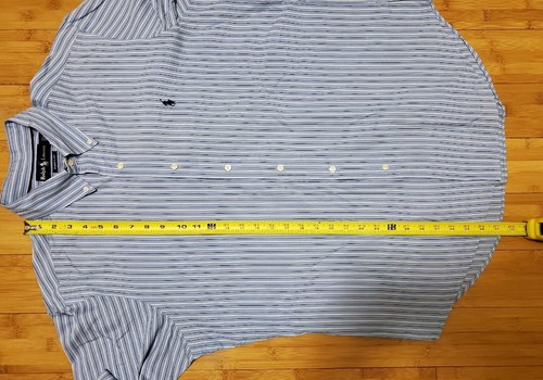 Camisa Ralph Lauren De Colección Para Hombre Talla L Azul Blanco Rayas Manga Larga Calce Clásico - Imagen 5 de 8