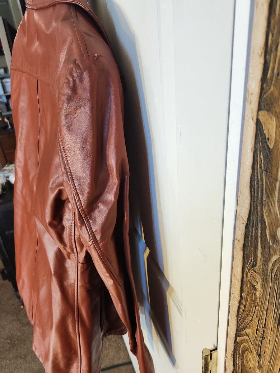 Vintage 70s JC Penney Brown Leather Jacket Size 42L Coat Vintage 70s JC Penney Brown Leather Jacket Size 42L Coat