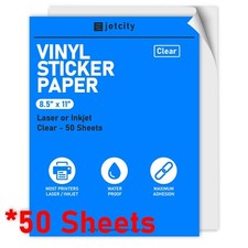 50 Clear/Translucent Sticker Paper for Inkjet Laser Printers - 50 - 8.5 x 11